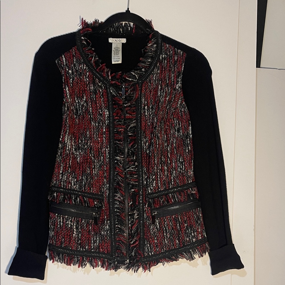 Cache Black and Red Tweed Blazer